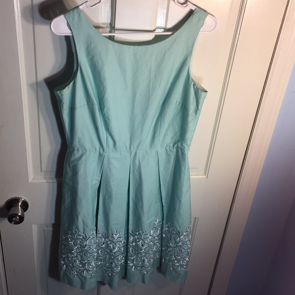 Mint green formal dress.